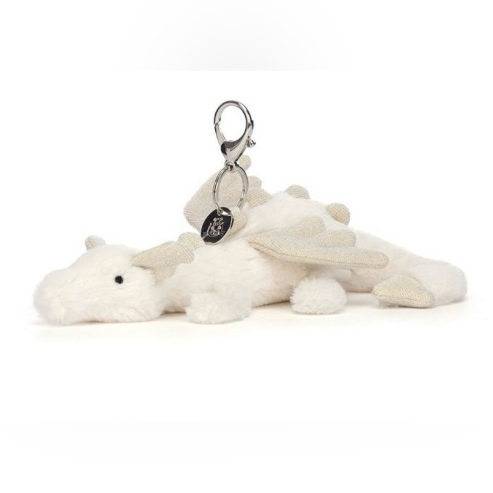 Authentic Jellycat White Snow dragon Keychain